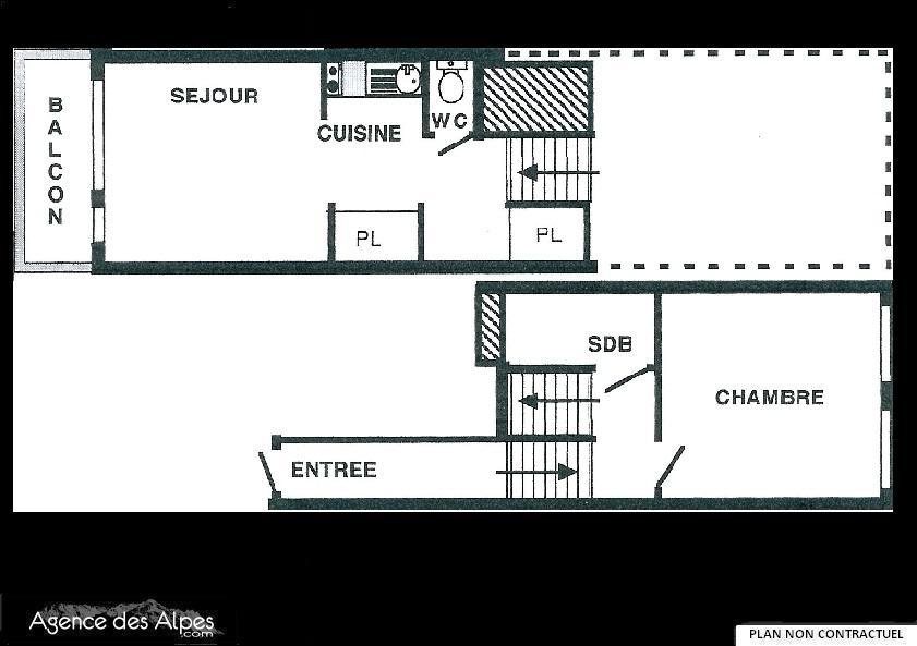 Rent in ski resort 2 room duplex apartment 5 people (32) - Résidence Lauzes - Les Menuires - Plan