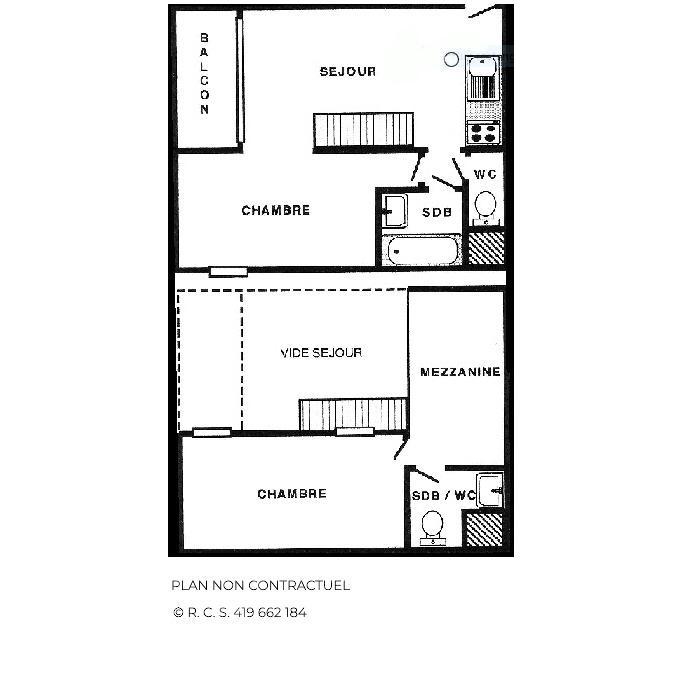 Location au ski Appartement 2 pièces mezzanine 6 personnes (C130) - Résidence le Jettay - Les Menuires - Plan