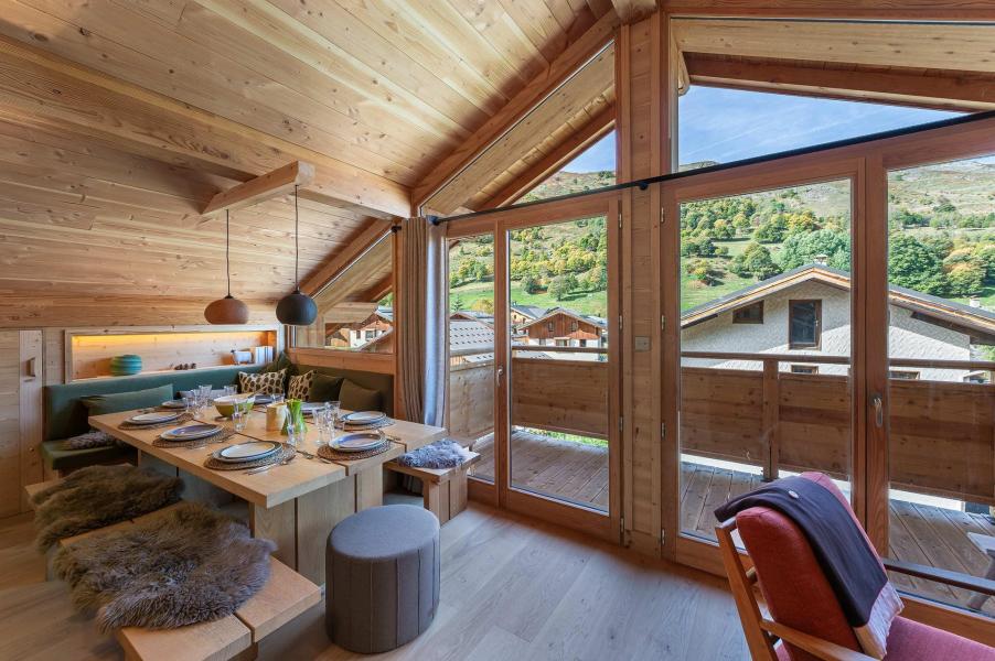 Ski verhuur Appartement 5 kamers 8 personen (ROC) - Résidence le Rocher - Le Roc - Les Menuires - Woonkamer