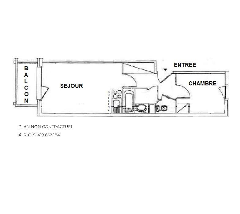 Location au ski Appartement 2 pièces 4 personnes (1010) - Résidence le Valmont - Les Menuires - Plan