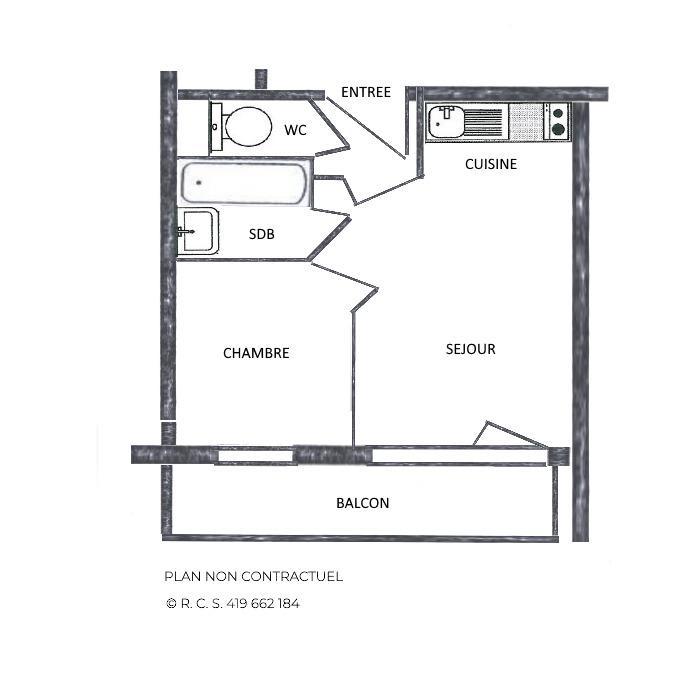 Location au ski Appartement 2 pièces 4 personnes (506) - Résidence le Valmont - Les Menuires - Plan