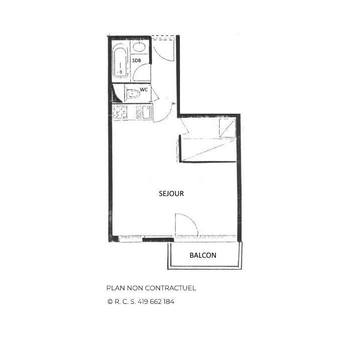 Location au ski Studio cabine 4 personnes (114) - Résidence le Villaret - Les Menuires - Plan