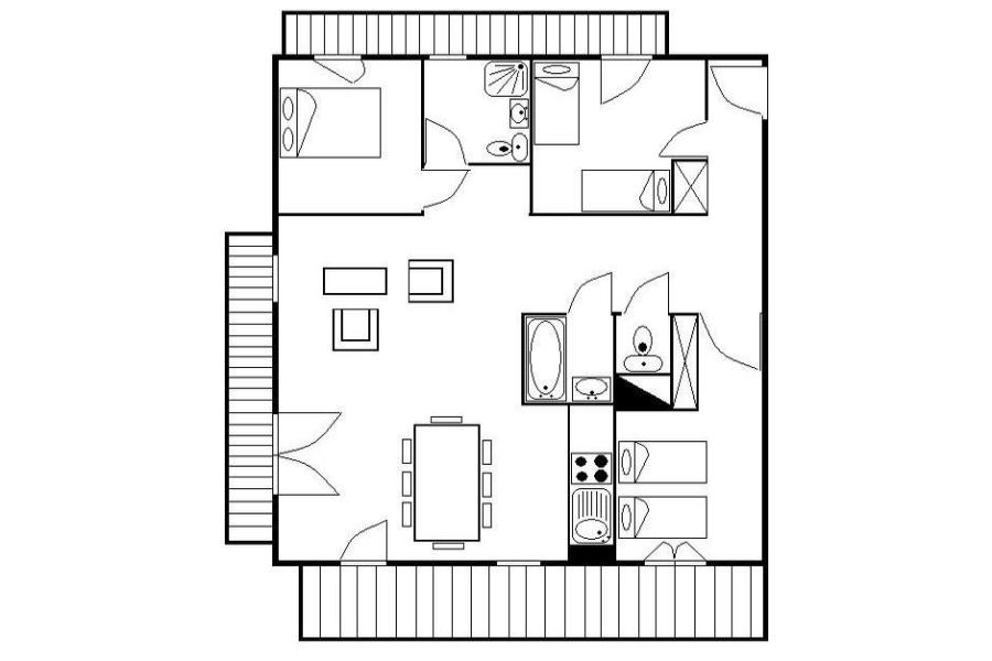 Аренда на лыжном курорте Апартаменты 4 комнат 8 чел. (25) - Résidence les Cristaux - Les Menuires - план