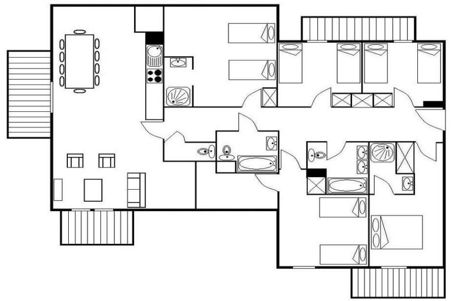 Skiverleih 6-Zimmer-Appartment für 12 Personen (27) - Résidence les Cristaux - Les Menuires - Plan