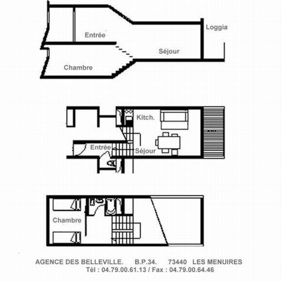 Location au ski Appartement duplex 2 pièces 5 personnes (303) - Résidence les Evons - Les Menuires - Plan