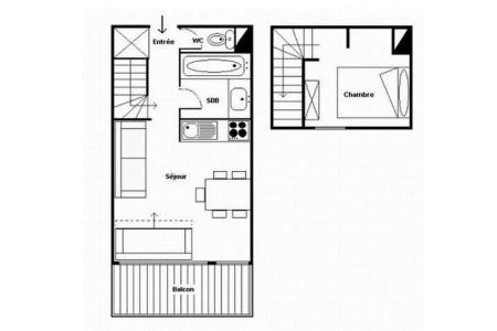 Wynajem na narty Apartament duplex 2 pokojowy 4 osób (807) - La Résidence Boëdette - Les Menuires - Plan