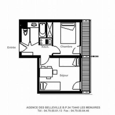 Rent in ski resort 2 room apartment 4 people (828) - La Résidence la Chavière - Les Menuires - Plan
