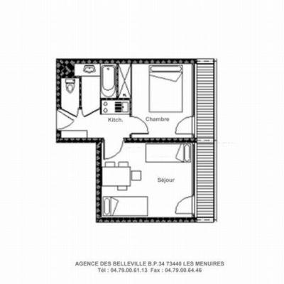 Alquiler al esquí Apartamento 2 piezas para 4 personas (228) - La Résidence la Chavière - Les Menuires - Plano