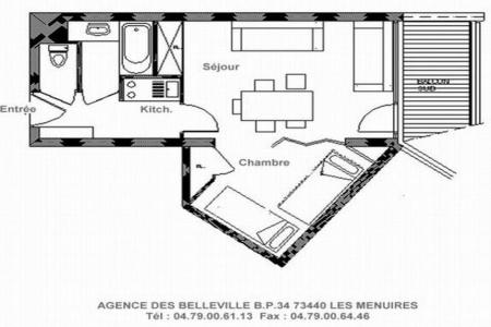 Rent in ski resort Studio sleeping corner 5 people (814) - La Résidence la Chavière - Les Menuires - Plan