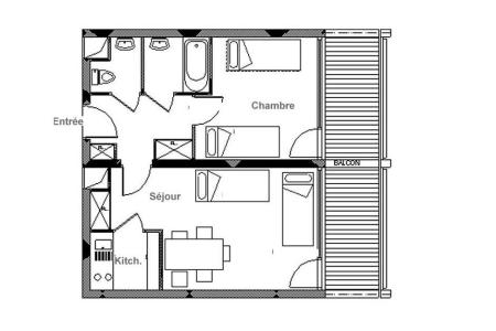 Wynajem na narty Apartament 2 pokojowy 5 osób (523) - La Résidence la Chavière - Les Menuires - Plan