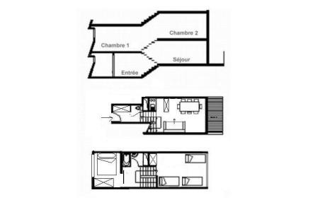 Rent in ski resort 3 room apartment 8 people (0828) - La Résidence le Danchet - Les Menuires - Plan