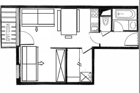 Skiverleih 2-Zimmer-Appartment für 4 Personen (421) - La Résidence le Villaret - Les Menuires - Plan