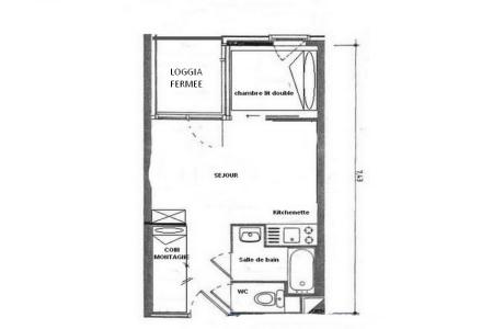 Rent in ski resort 2 room apartment sleeping corner 4 people (1108) - La Résidence Ski Soleil - Les Menuires