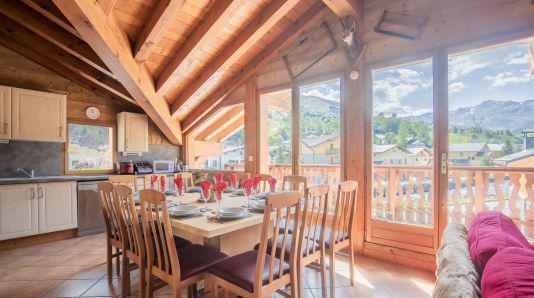 Rent in ski resort 7 room duplex chalet 12 people (Katerina) - Les Chalets de Bettaix - Les Menuires - Table