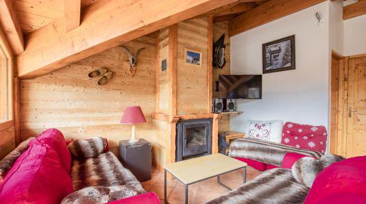 Rent in ski resort 7 room duplex chalet 12 people (Lorraine) - Les Chalets de Bettaix - Les Menuires - Living room