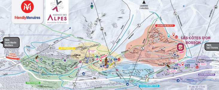 Ski verhuur Les Côtes d'Or Chalet Bossons - Les Menuires - Kaart