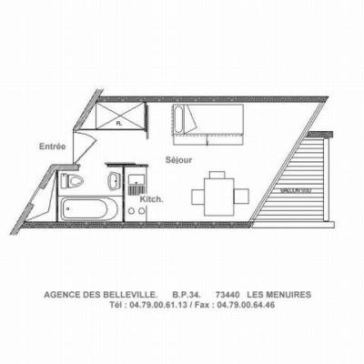 Аренда на лыжном курорте Квартира студия для 3 чел. (617) - Résidence de Caron - Les Menuires - план