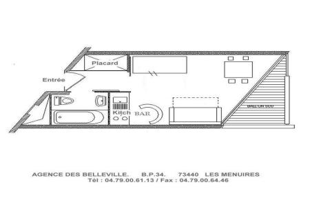 Skiverleih Studio für 3 Personen (1315) - Résidence de Caron - Les Menuires - Plan
