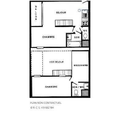 Location au ski Appartement 2 pièces mezzanine 6 personnes (C130) - Résidence le Jettay - Les Menuires - Plan