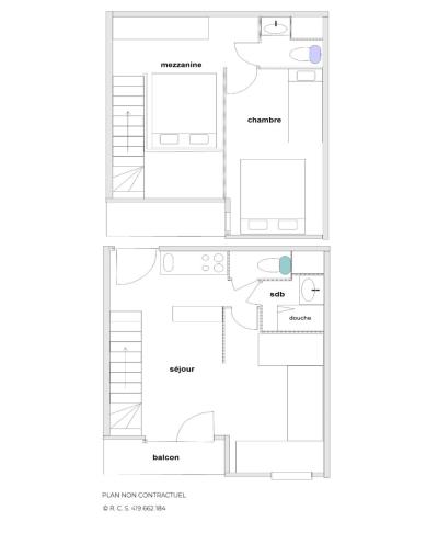 Location au ski Appartement 2 pièces mezzanine 7 personnes (C136) - Résidence le Jettay - Les Menuires - Plan