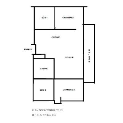 Location au ski Appartement 3 pièces cabine 6 personnes (N0) - Résidence le Nécou - Les Menuires - Plan