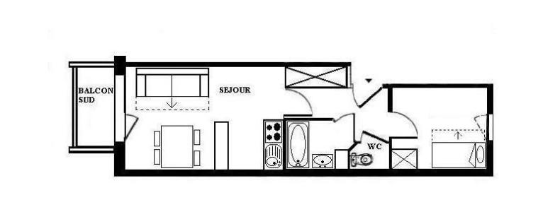 Skiverleih 2-Zimmer-Appartment für 4 Personen (1116) - Résidence les Valmonts - Les Menuires - Plan