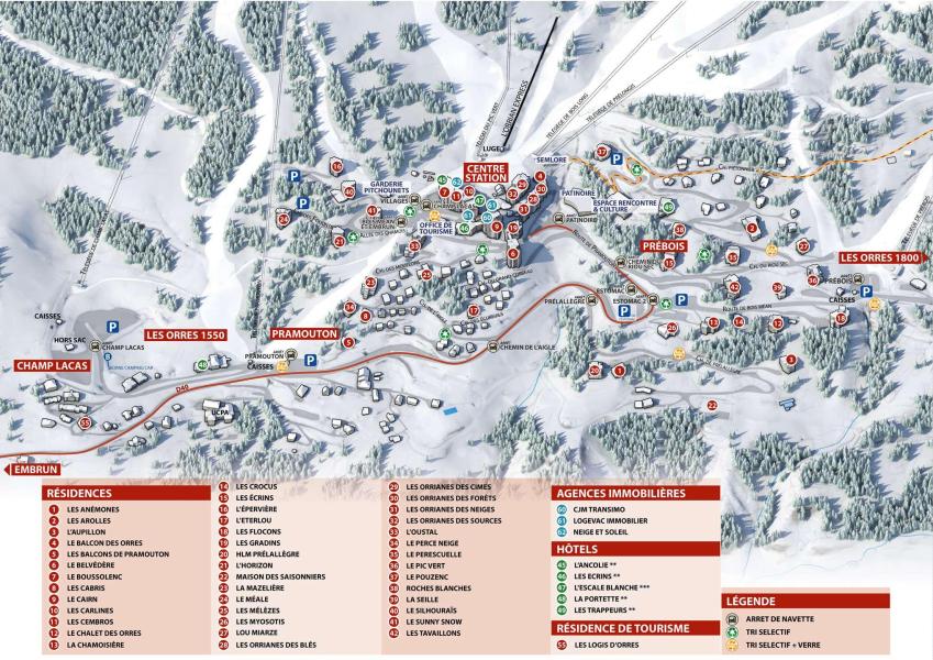 Location au ski Résidence l'Horizon - Les Orres - Plan