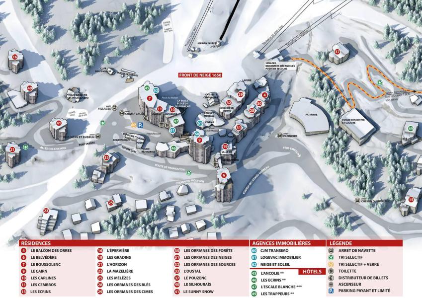 Ski verhuur Résidence le Pouzenc - Les Orres - Kaart