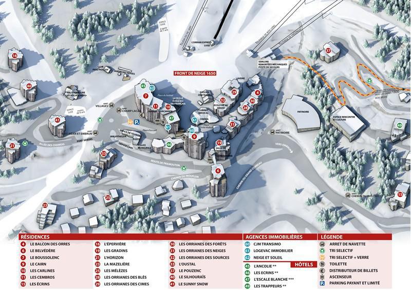 Rent in ski resort 2 room apartment 6 people (332) - Résidence le Silhourais - Les Orres - Plan