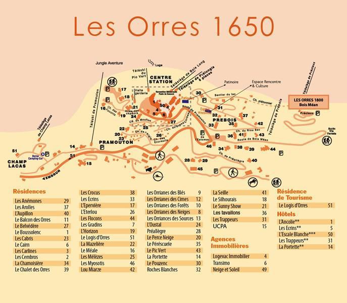 Wynajem na narty Résidence le Silhourais - Les Orres - Plan