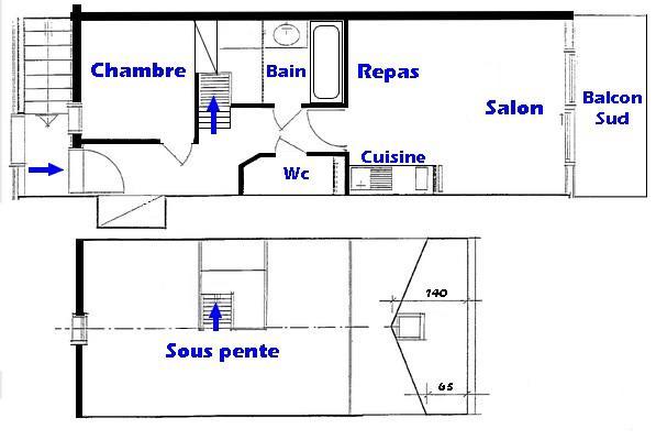 Rent in ski resort 2 room mezzanine apartment 6 people (116) - Chalet Cristal 1 - Les Saisies - Apartment