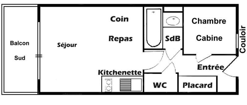 Аренда на лыжном курорте Квартира студия кабина для 4 чел. (108) - Chalet Cristal 1 - Les Saisies - план