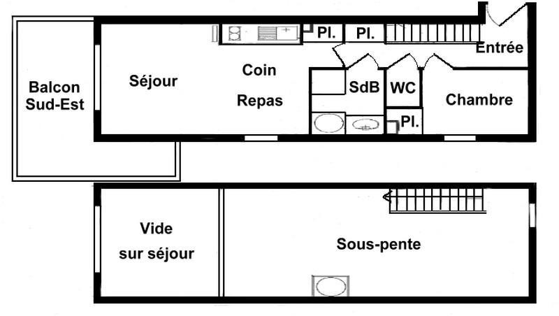 Ski verhuur Appartement 2 kamers mezzanine 6 personen (215) - Chalet Cristal 2 - Les Saisies - Appartementen