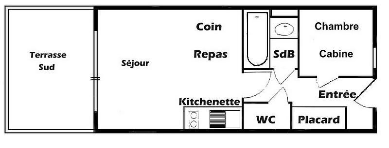 Location au ski Studio cabine 4 personnes (303) - Chalet Cristal 3 - Les Saisies - Plan