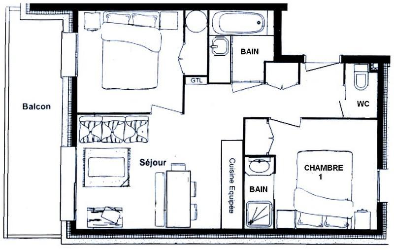 Skiverleih 3-Zimmer-Appartment für 6 Personen (ALPB02) - Les Alpages de Bisanne B - Les Saisies - Appartement