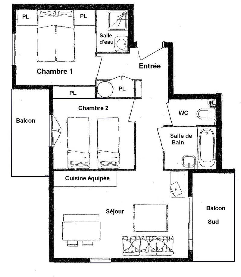 Skiverleih 3-Zimmer-Appartment für 6 Personen (ALPE09) - Les Alpages de Bisanne E - Les Saisies - Appartement