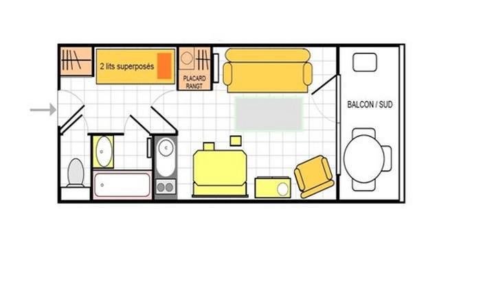 Location au ski Studio cabine 4 personnes (9) - Résidence Arvire - Les Saisies - Plan