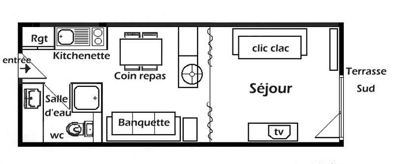 Rent in ski resort Studio 4 people (009) - Résidence Bisanne - Les Saisies - Plan