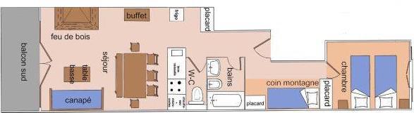 Location au ski Appartement 2 pièces coin montagne 6 personnes (036) - Résidence Breithorn - Les Saisies