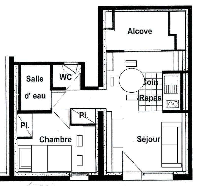 Wynajem na narty Apartament 2 pokojowy z alkową 4 osoby (1131) - Résidence Grand Mont 1 - Les Saisies - Apartament