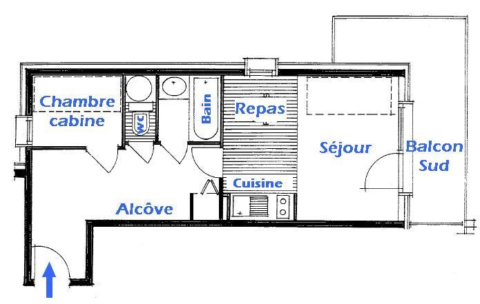 Rent in ski resort 2 room apartment 5 people (2206) - Résidence Grand Mont 2 - Les Saisies - Plan