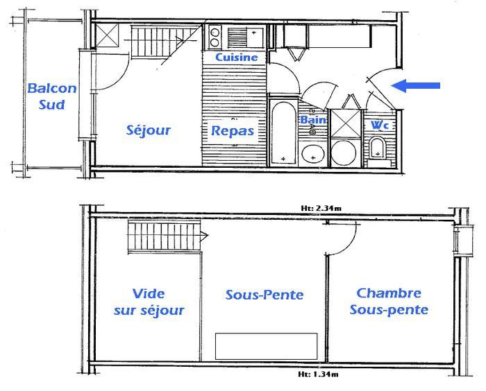 Аренда на лыжном курорте Апартаменты 2 комнат с мезонином 6 чел. (4421) - Résidence Grand Mont 4 - Les Saisies - апартаменты