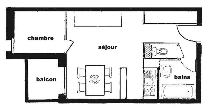 Location au ski Studio cabine 5 personnes (13) - Résidence Isabella C - Les Saisies - Plan