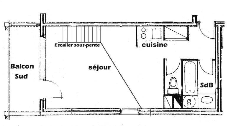 Аренда на лыжном курорте Квартира студия мезонин 5 чел. (12) - Résidence l'Isba - Les Saisies - план