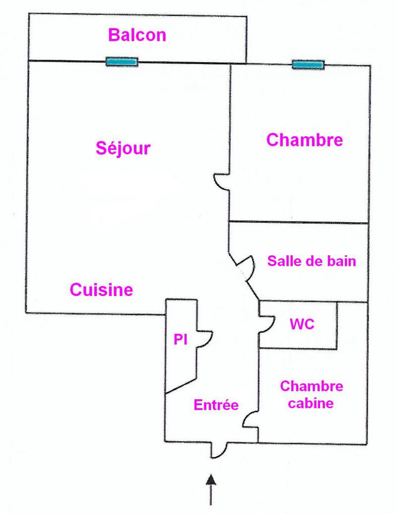 Location au ski Appartement 3 pièces 4 personnes (04) - Résidence la Forêt des Rennes 1 C - Les Saisies - Plan