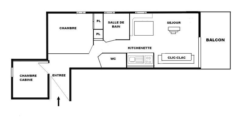 Rent in ski resort 2 room apartment sleeping corner 6 people (A18) - Résidence le Christiania A - Les Saisies - Apartment