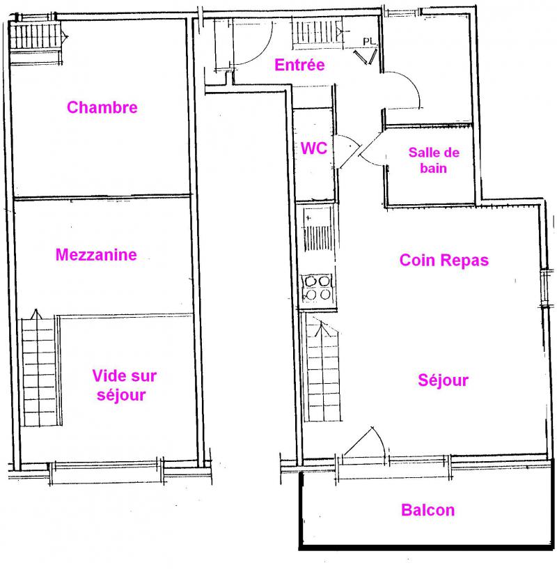 Location au ski Appartement 3 pièces mezzanine 6 personnes (3318) - Résidence le Grand Mont 3 - Les Saisies - Plan