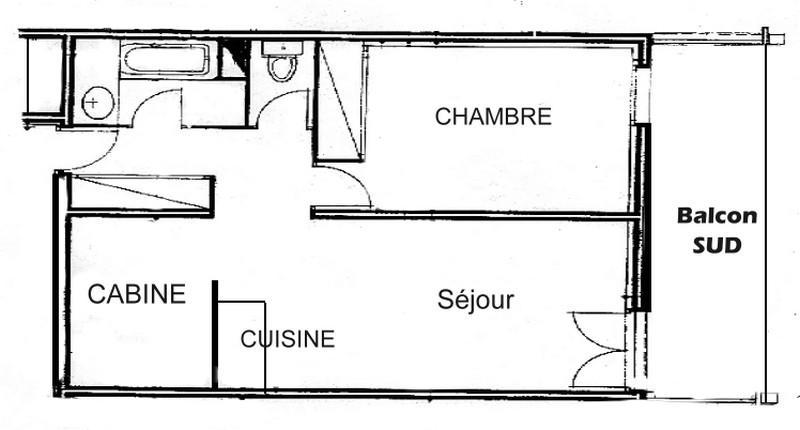 Аренда на лыжном курорте Апартаменты 2 комнат кабин 6 чел. (017) - Résidence Lezette 1 - Les Saisies - план