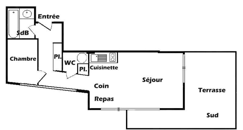 Skiverleih 2-Zimmer-Appartment für 5 Personen (134) - Résidence Mont Blanc A - Les Saisies - Plan