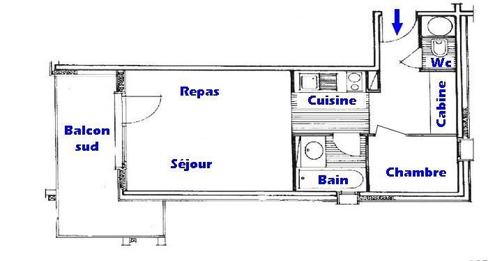 Rent in ski resort 2 room apartment cabin 4 people (206) - Résidence Mont Blanc B - Les Saisies - Plan